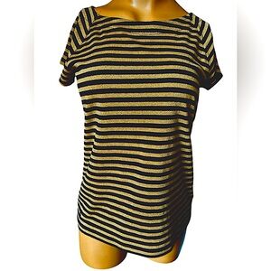 Ralph Lauren Gold Striped Stretch Top